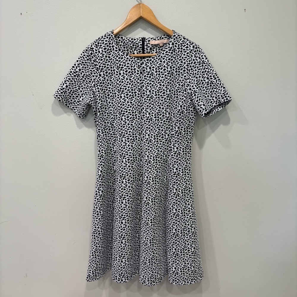 Hutch Anthropologie Textured Fit & Flare Dress White Black Women’s Size Medium